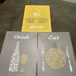 3-Piece Kitchen Wall Art Set (Eat, Drink, Love)