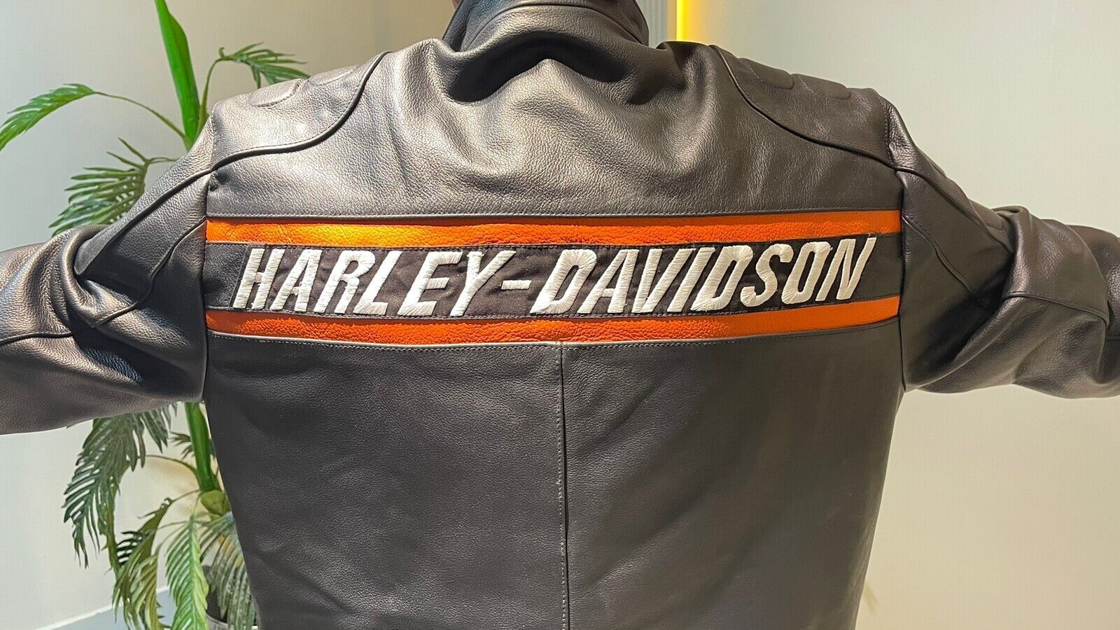 Harley Davidson Bill Goldberg Black Biker Leather Jacket(XLarge Size)