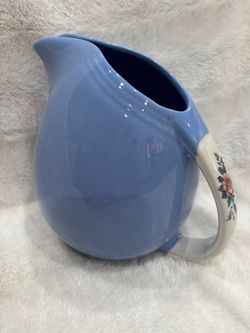 Vintage Mcm retro blue hall’s rose parade pitcher
