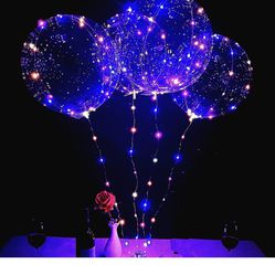 LED Balloons 10 Packs, Light Up Bobo Baloons 20 Inches Clear Helium Transparent Balloons 15 pcs, Blowed by Helium Tank for Balloons at Home, Glow Bubb