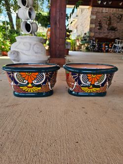 Talavera Long Pots. Clay Pots. Planters. Plants, Pottery. $35 Cada Uno