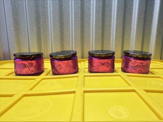 Mercury Glass Jars Lot 4 Purple w/ Lids Candle Holders Storage 2.5in