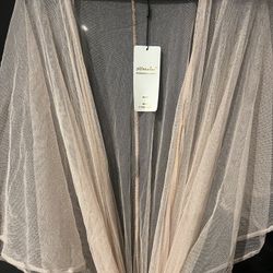 Womens Pink Sheer Glittery Kimono