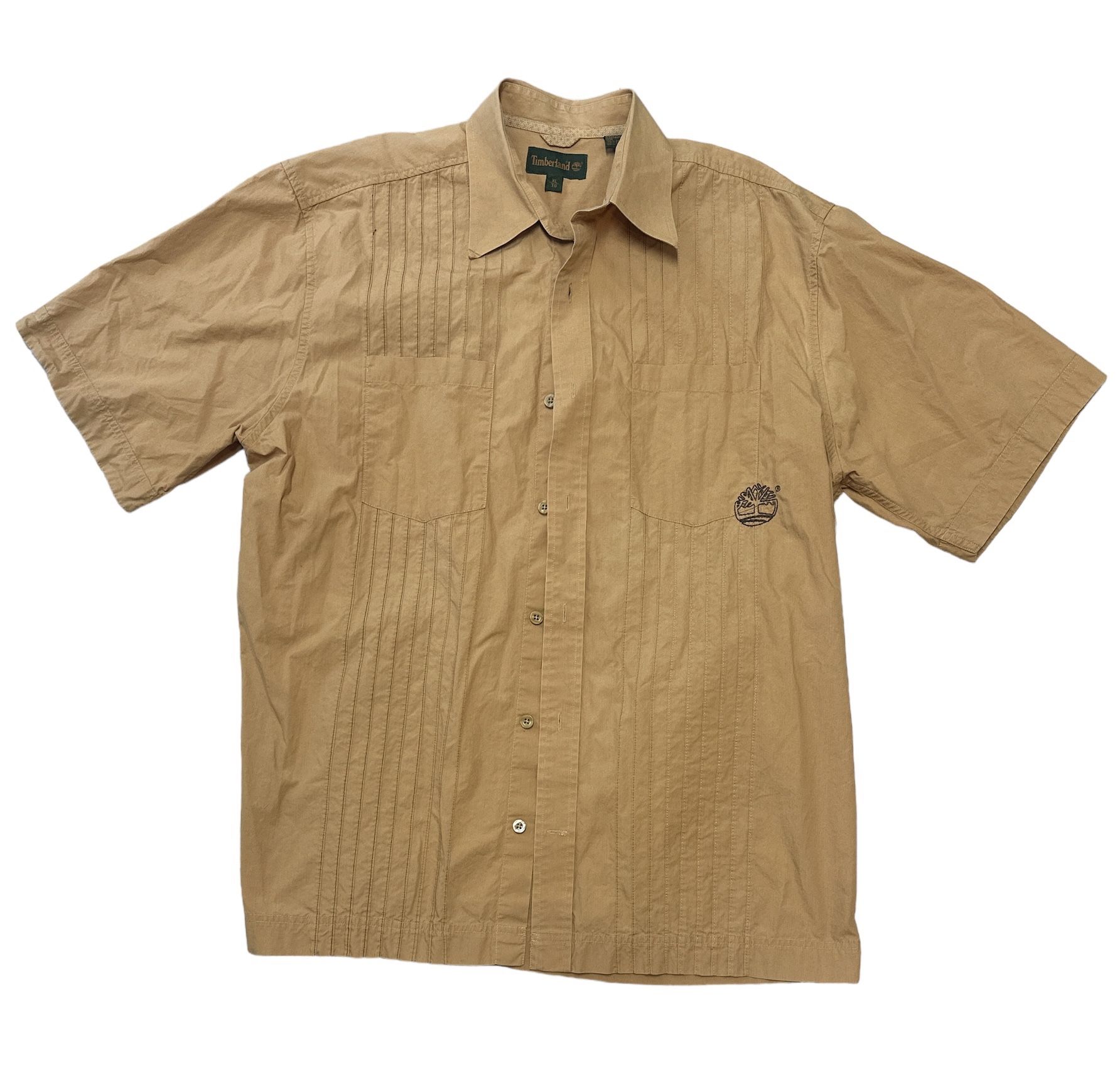 Vintage Timberland Men’s Brown Pocketed Short Sleeve Button Up Size XL/TG
