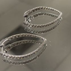 Diamond Eternity Hoop Earrings For Sale 