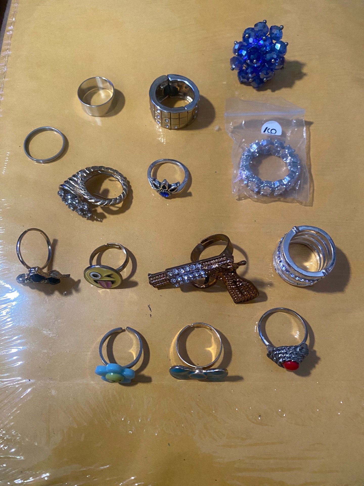 Assorted Adjustable Fashion Rings Statement Novelty Styles Silver Gold Blue Red