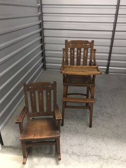 Vintage high chair and matching rocker