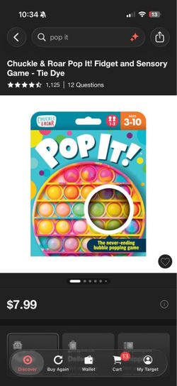 Chuckle & Roar Pop It! Fidget and Sensory Game - Tie Dye