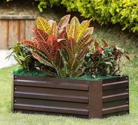 Brown Metal 32" x 20.2" Rectangular Raised Garden Bed