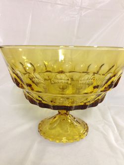 Vintage Amber Glassware Footed Fruit Bowl