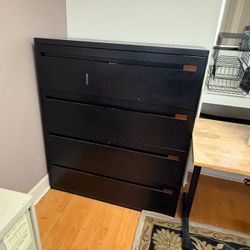 Global 4-Drawer Lateral File Cabinet • Black Metal