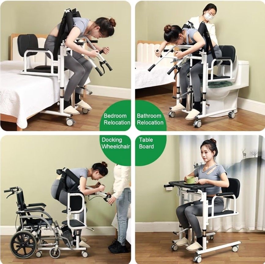 Patient Lift Transfer Chair for Home, Adjustable Height Portable Transfer Wheelchair, Hydraulic Lifting Nursing 180° Split Seat for Disabled People