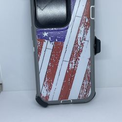 For iPhone 13 Pro USA Flag Camo Case With Belt clip Holster 