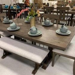 Quincy Grayish Brown Dining Set