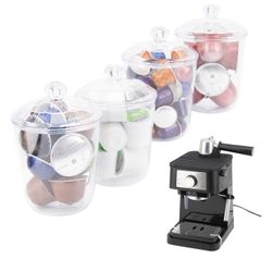4 Pieces Clear Coffee Creamer Container with Lid, 
