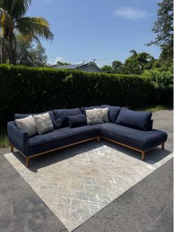 Midnight Blue 2 Piece Macys Sectional Sofa (Delivery Available)