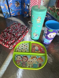Children’s Toddler Plate Bowls Cups Bluey Mickey Mouse Cocomelon 