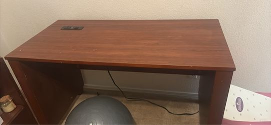 Wood Desk with Cable Management Port