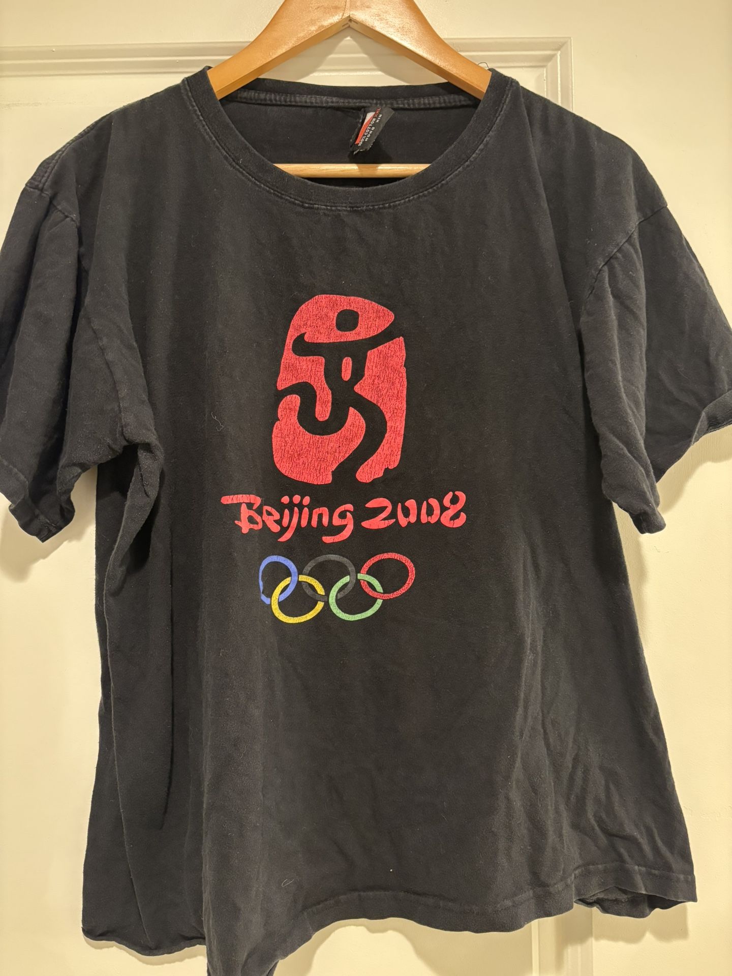 Beijing 2008 Tee Unisex xxl Black Olympic Rings Graphic one world one dream