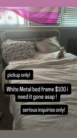 white metal bed frame