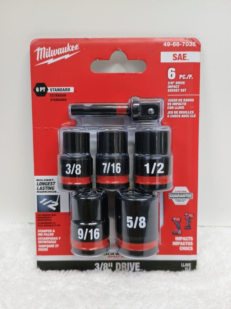 Milwaukee
SHOCKWAVE 3/8 in. Drive SAE Standard 6 Point Impact Socket Set (6-Piece)