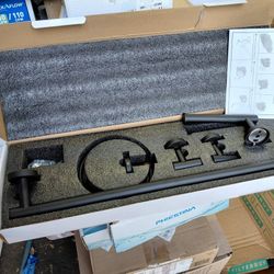 Bwe 5 Piece (Toilet Paper Holder, Towel Bar, Towel Ring And 2 Robe Hooks) Accessories Set In Matte Black 