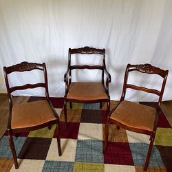 Vintage Mahogany Rose Back Chairs Circa 1940's - Set of 3