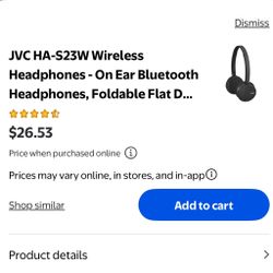 JVC HA-S23W Wireless Headphones - On Ear Bluetooth Headphones, Foldable New $10