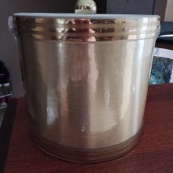 Georges Briard Gold Ice Bucket Insulated Mid Century With Lid & Handle