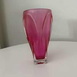 Hot Pink Glass Flower Vase