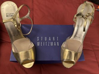 Stuart Weitzman Wedge Sandals - SeeAll Gold size 9.5