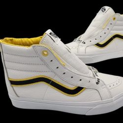 Vans Sk8-Hi Family Reissue Zip Premium - White Leather/Yellow/Black M 8/W 9.5