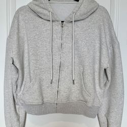 Light Gray Zip-Up Hoodie – Unisex, Size M