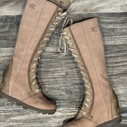 Sorel Joan of Arctic Wedge Tall Lace Up Boot in Ash 