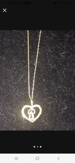 14k Gold P Heart Pendant 