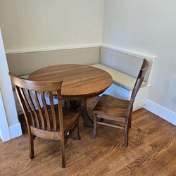 Amish Kitchen Table And 2 Chairs: Solid Oak 