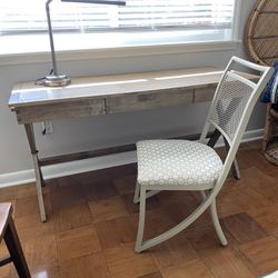 Light Walnut Table/Desk And Sleek Stylish Chair