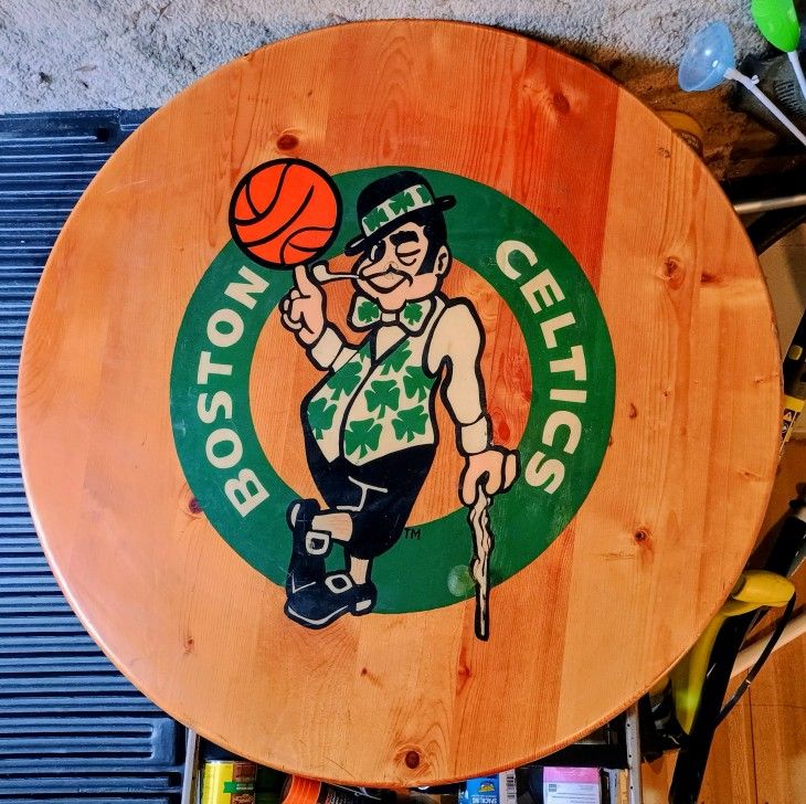 🍀Boston CELTICS 🏀 41½" Diameter Tabletop USED Wood NBA Good 