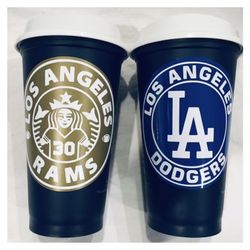 BLUE Starbucks plastic coffee / drinking cup w/ lid - LA RAMS DODGERS  ANGELS CHARGERS for Sale in Santa Ana, CA - OfferUp