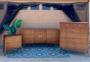 Bedroom Set Dresser Nightstand Chest of Drawers End Table Vintage Mid-Century Modern Retro MCM