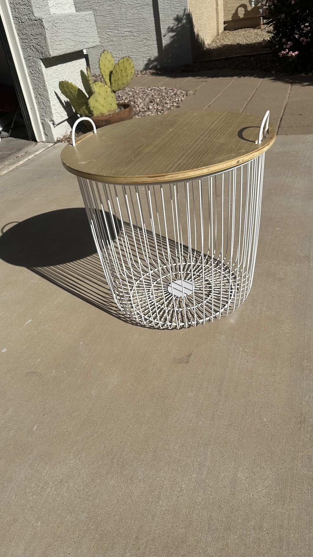 Storage Basket With Wood Top