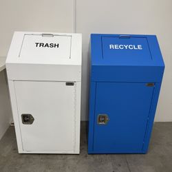 Locked trash bins with key