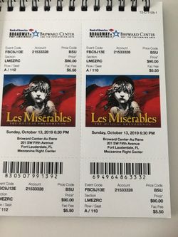 Two tickets for Les Miserables
