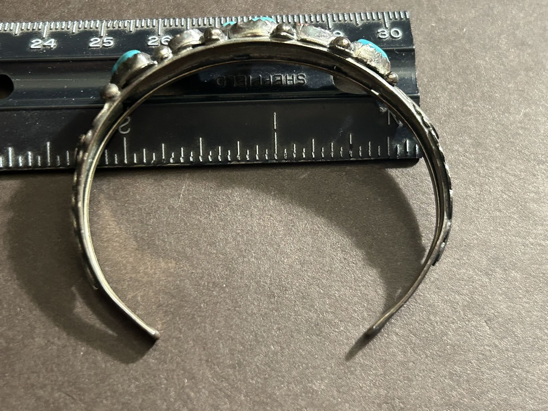 Vintage Sterling Silver & Turquoise Cuff Bracelet Marked R. S. Sterling Beauty!