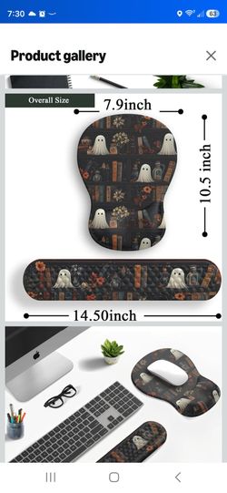 Cute ghost Mouse and keyboard wrist rest