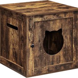 Cat Litter Box Furniture, Hidden Litter Box Enclosure Cabinet with Single Door, Indoor Cat House, End Table, Nightstand, Rustic Brown UPCL004X01