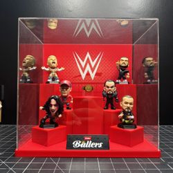 Wwe Ballers collectable figures and belt with display case