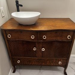 Antique Vanity With Vessel Sink