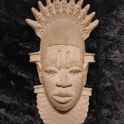 Vintage Ceramic Nigerian Benin Festac Oba Mask Statue 