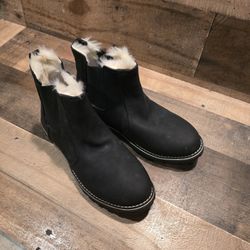 POLAR Womens Memory Foam Chelsea Nubuck Boot Faux Fur Lined Sz 9 *NEW*
